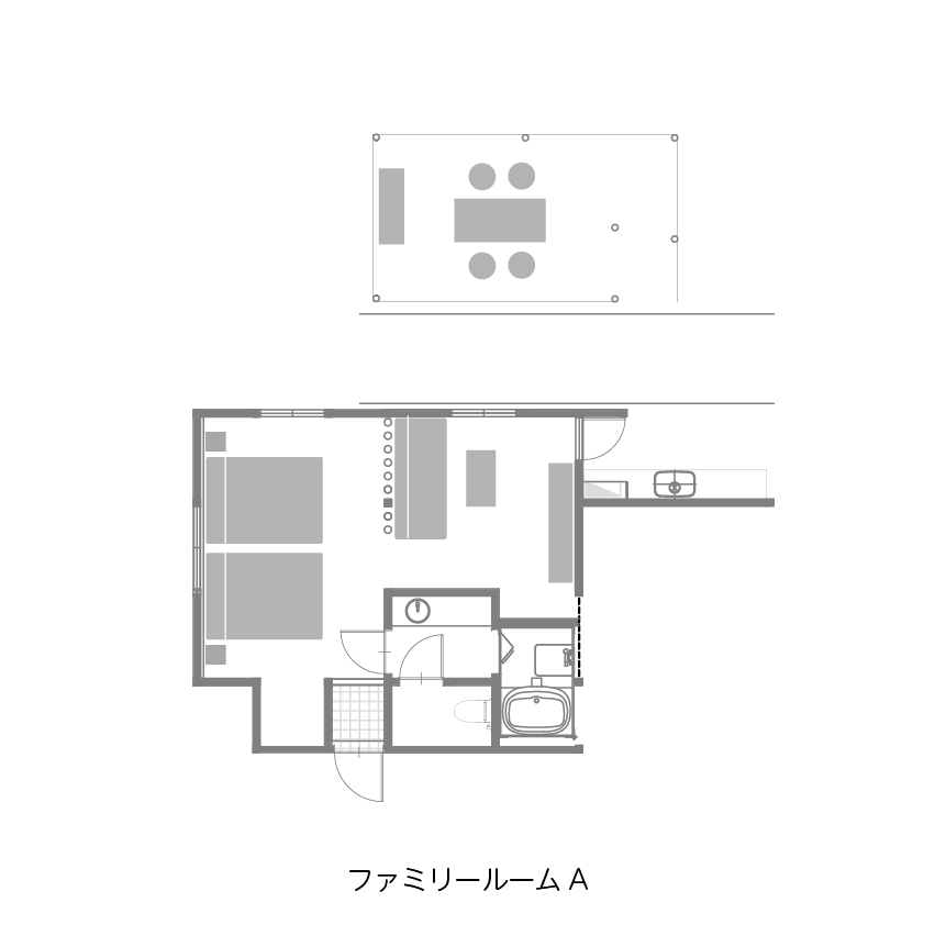ファミリールーム・森側の間取り図