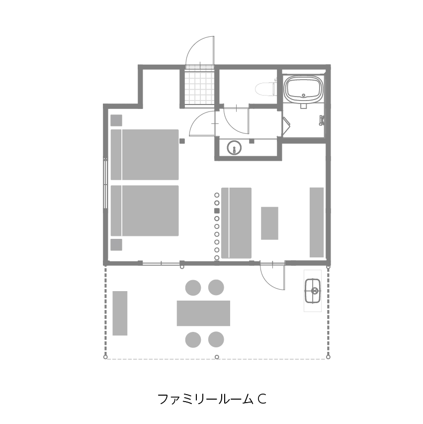 ファミリールーム・広場側の間取り図